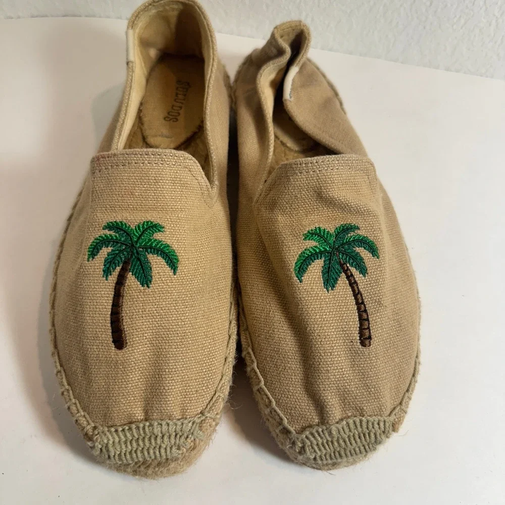 Soludos Espadrille Slip On Palm Tree Embroidered Shoes‎ Womens Size 7.5